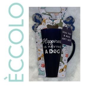 💛 ECCOLO Happiness Is Having A Dog Mug, Dog Tag & Dog Toy Gift Set NWT
